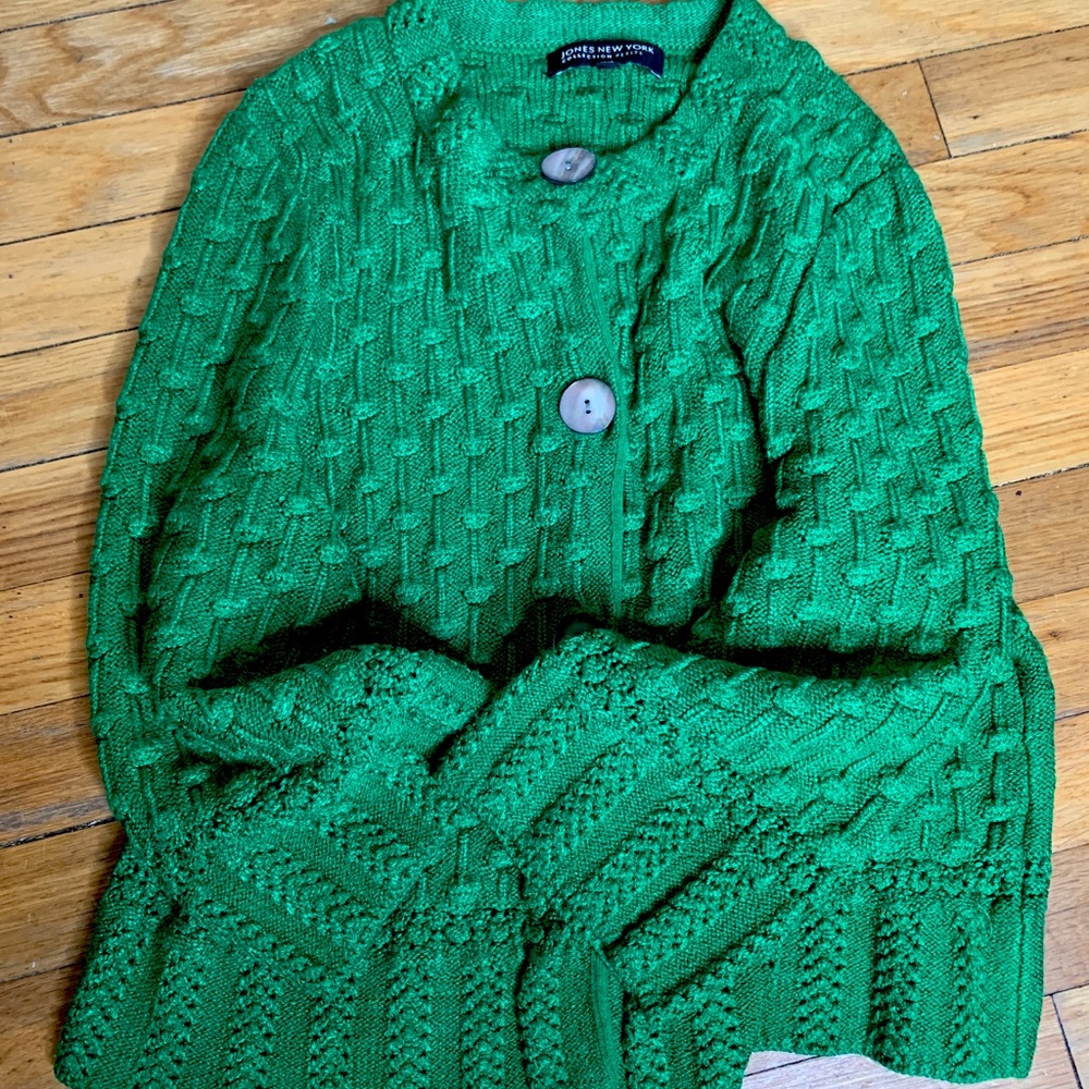 Jones New York green knit sweater sz s/p